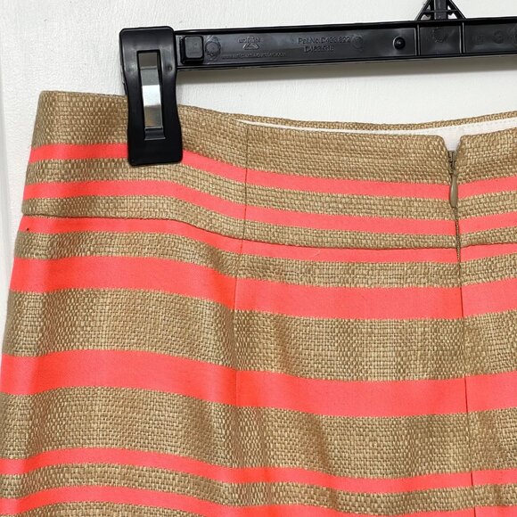 J.Crew Linen Blend Pencil Skirt Coral & Tan Stripes Size 6 - Picture 5 of 12